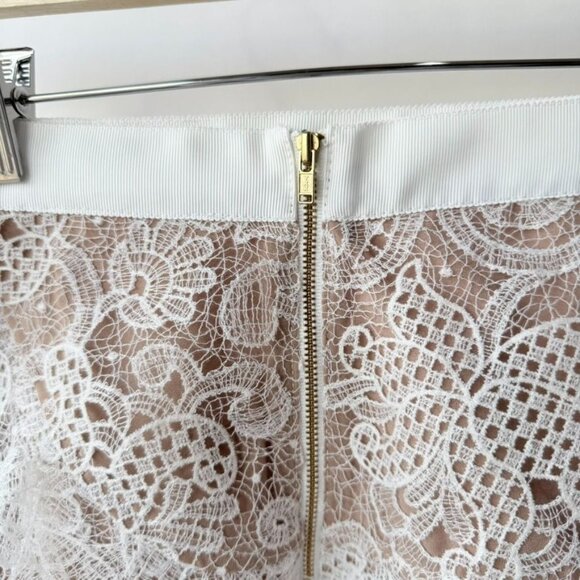 Self-Portrait Floral Lace Ruffled Skirt – White/Beige Size 0 - Picture 3 of 6